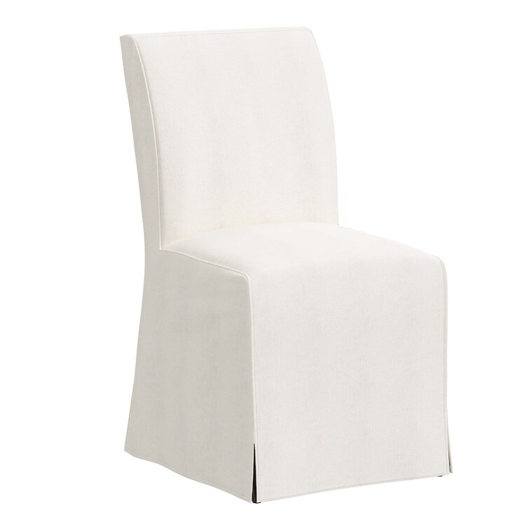 White slipcovered parsons discount chairs